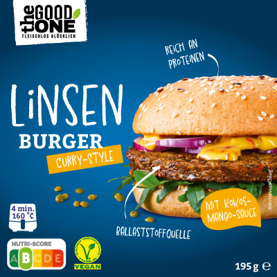 Packshot: Linsen Burger Curry Style von Abbelen